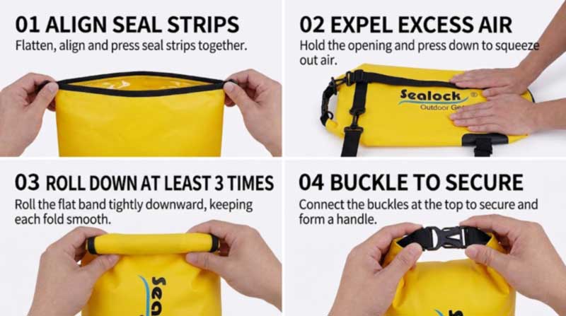Roll-Top Dry Bag ကို ဘယ်လိုပိတ်ရမလဲ
