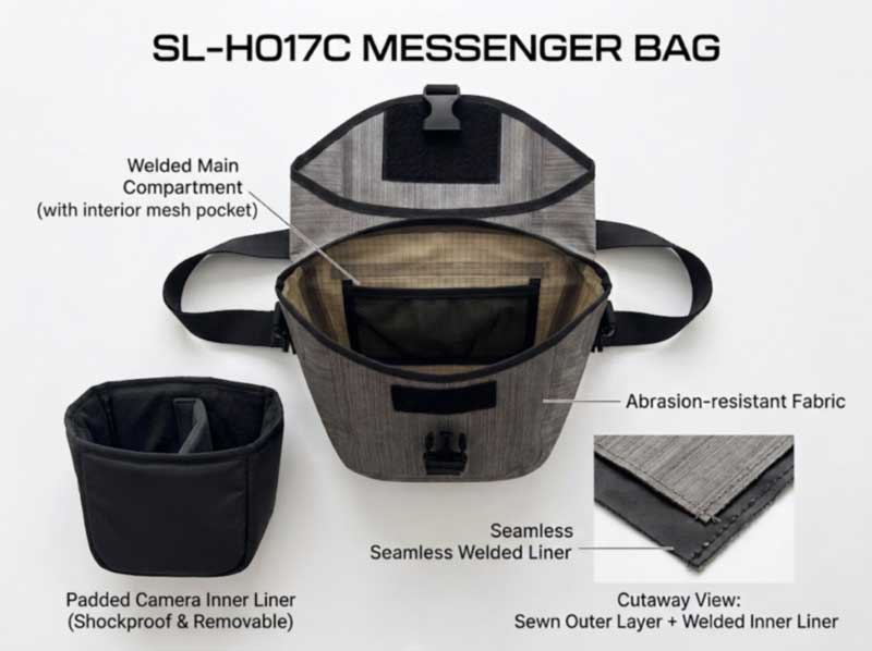 ရေစိုခံ Messenger Bag ထုတ်လုပ်သူ- မြို့ပြနှင့် စက်ဘီးအမှတ်တံဆိပ်များအတွက် Welded TPU အိတ်များ